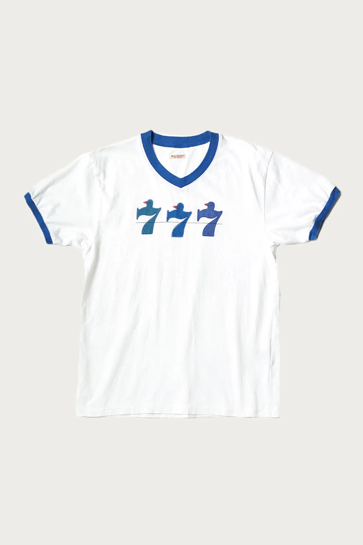 20/-Jersey V-Neck RINGER T (Lucky Battery Bird) - White