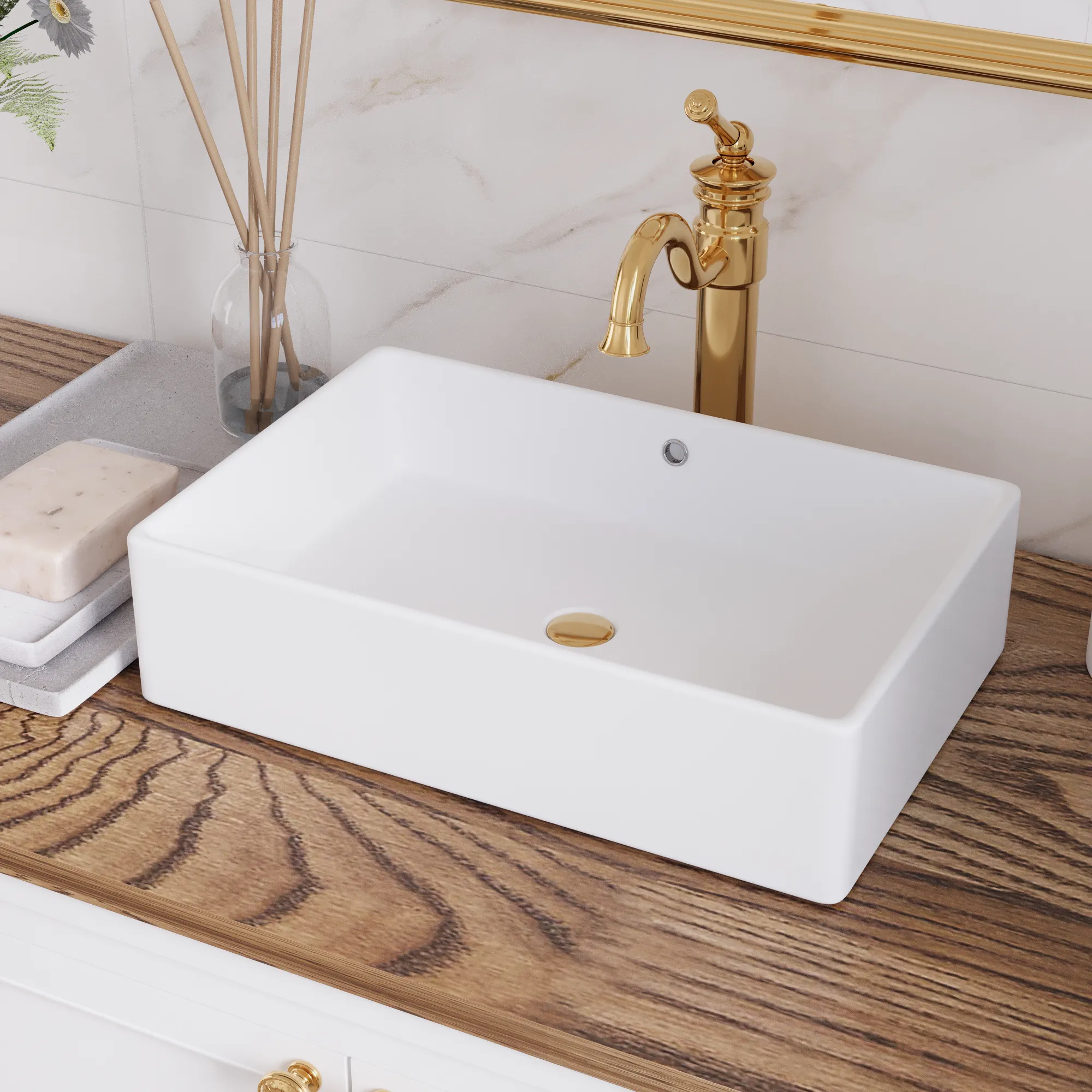 20" x 14" Rectangle Vessel Bathroom Sink, Seamless Design