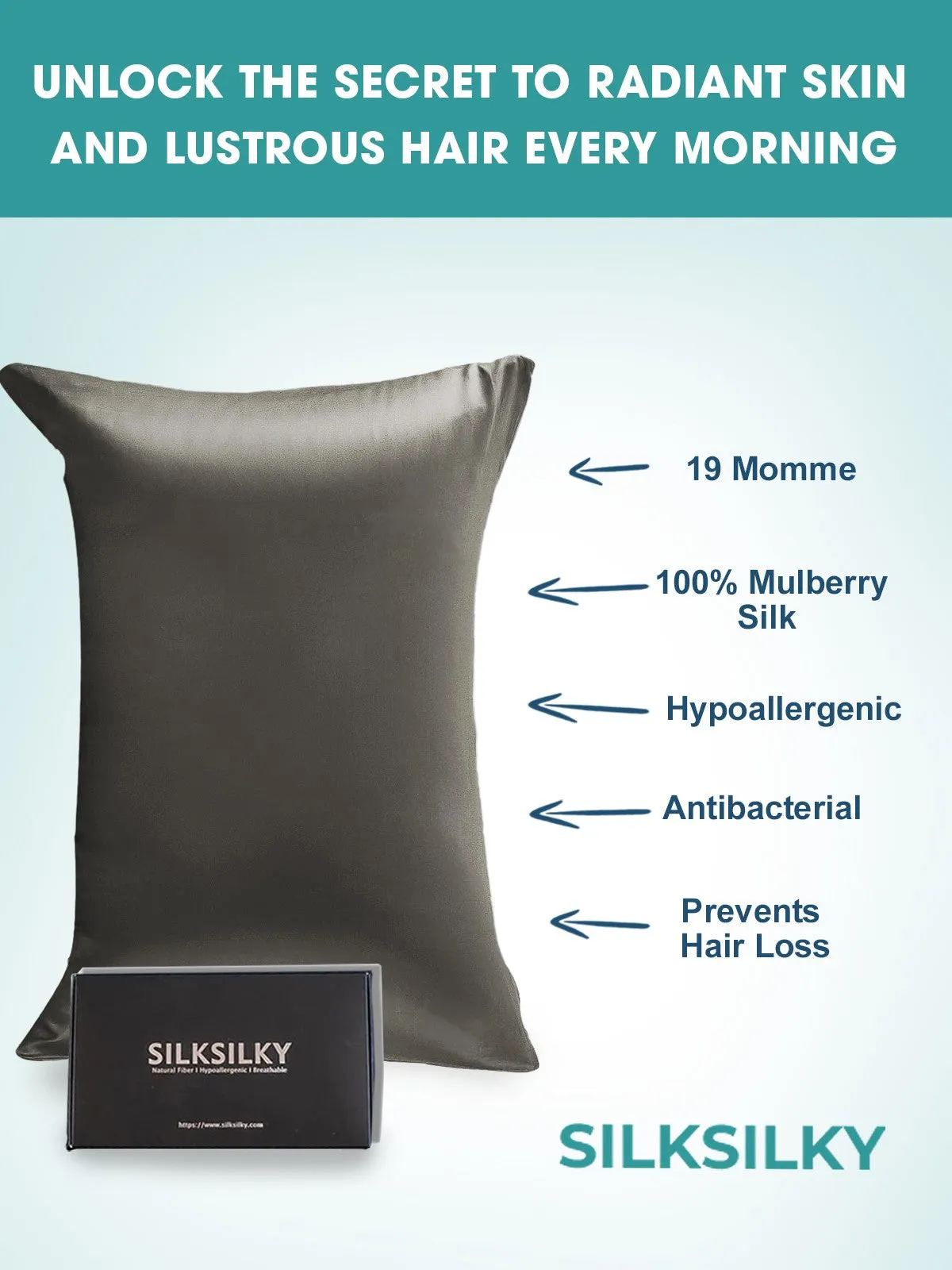 2Pcs 19Momme Pure Silk Pillowcases Bundle - Hidden Zipper