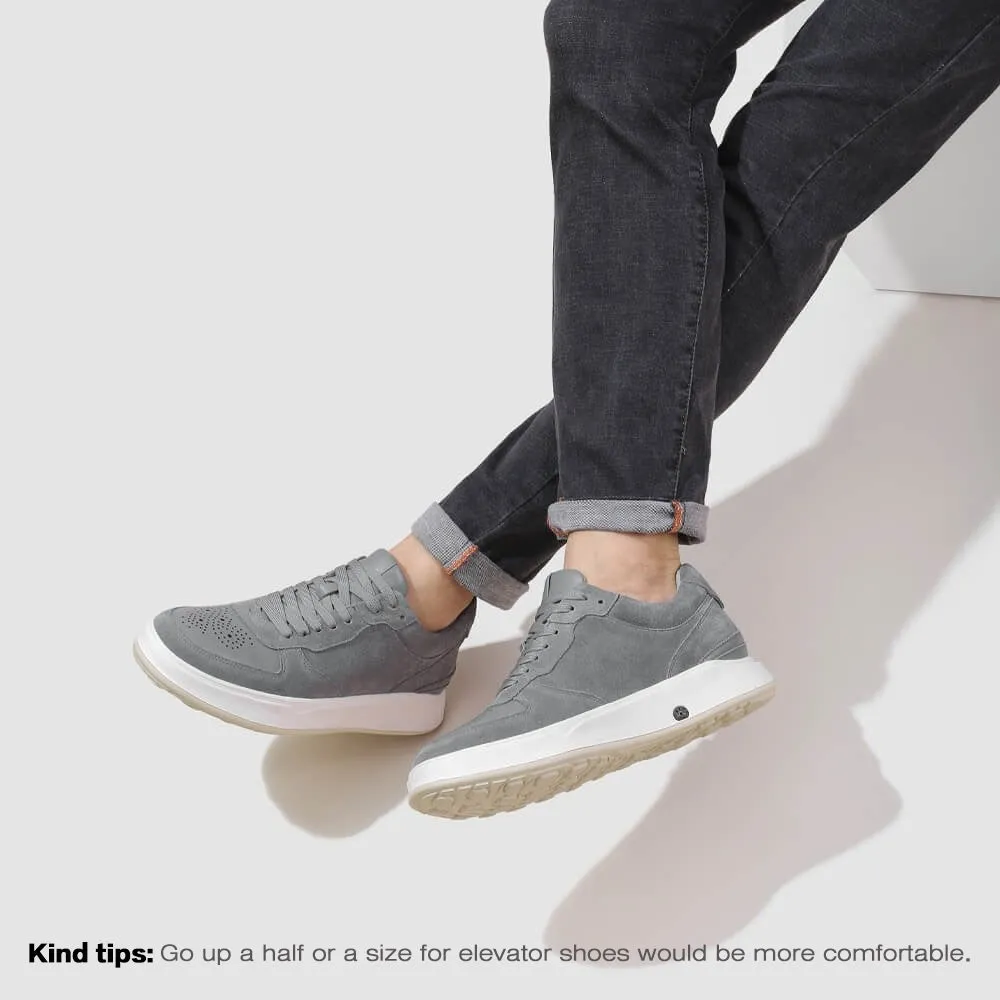 6 CM/2.36 Inches CMR CHAMARIPA Men's Casual Elevator Shoes - Height Increasing Gray Suede Leather Shoes