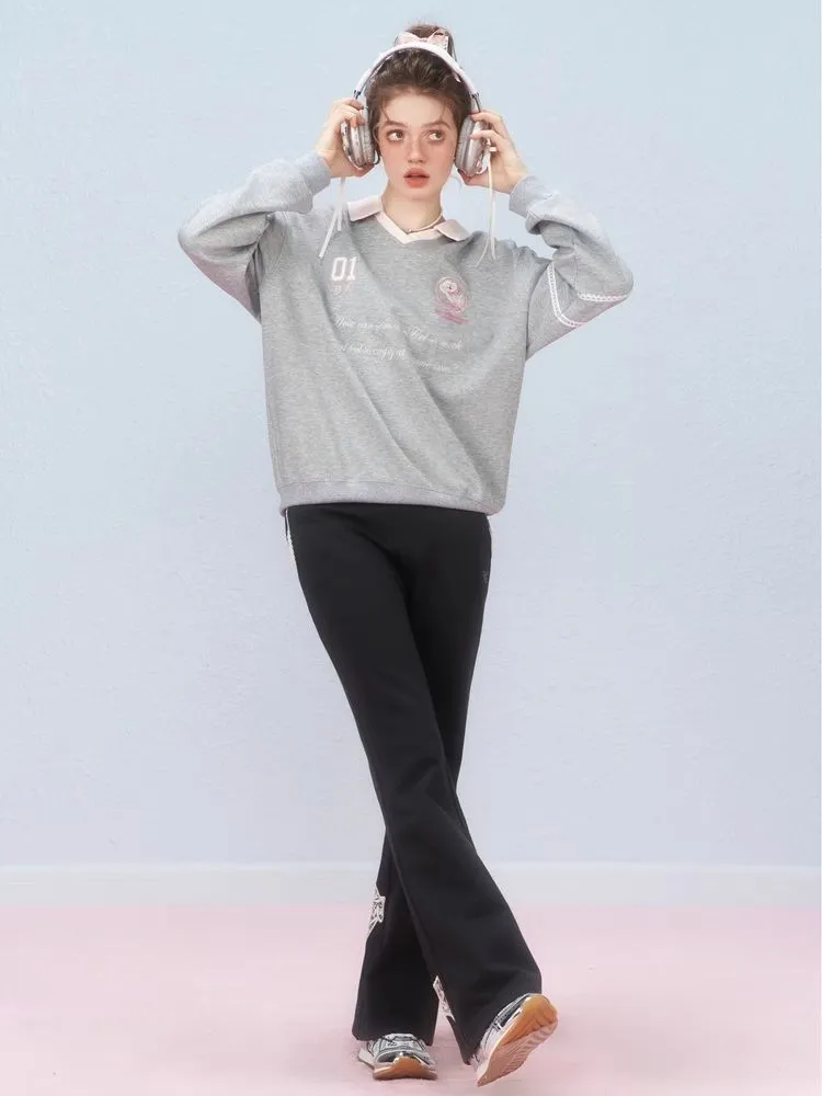 Ballet style embroidered jersey pullover sweater【s0000006312】