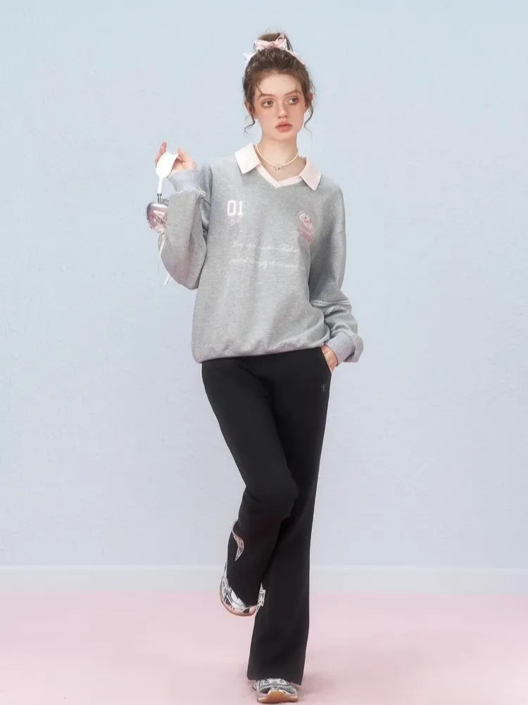 Ballet style embroidered jersey pullover sweater【s0000006312】
