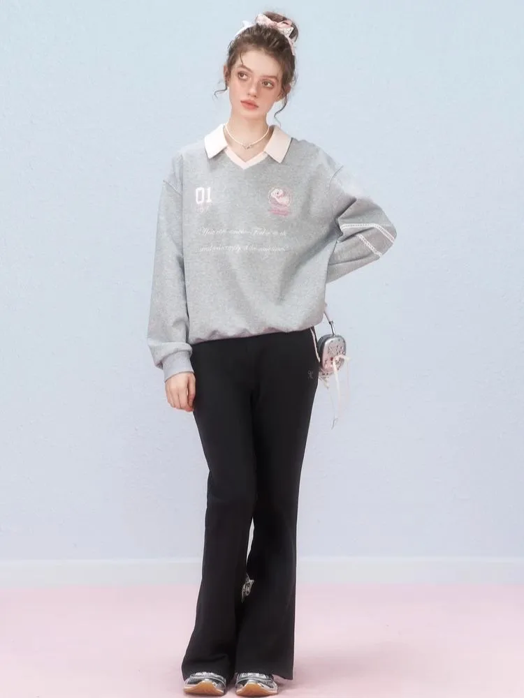 Ballet style embroidered jersey pullover sweater【s0000006312】