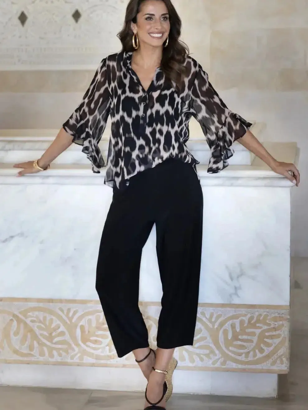 Black and Blush Blouse Style 246351.