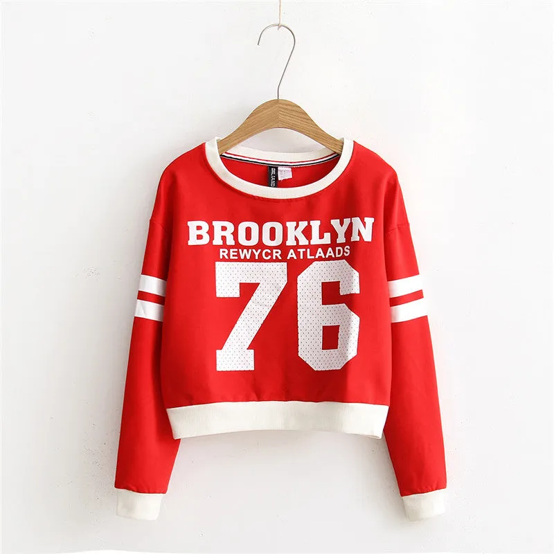 Brooklyn 76 Crop Top Long Sleeve Sweatshirt