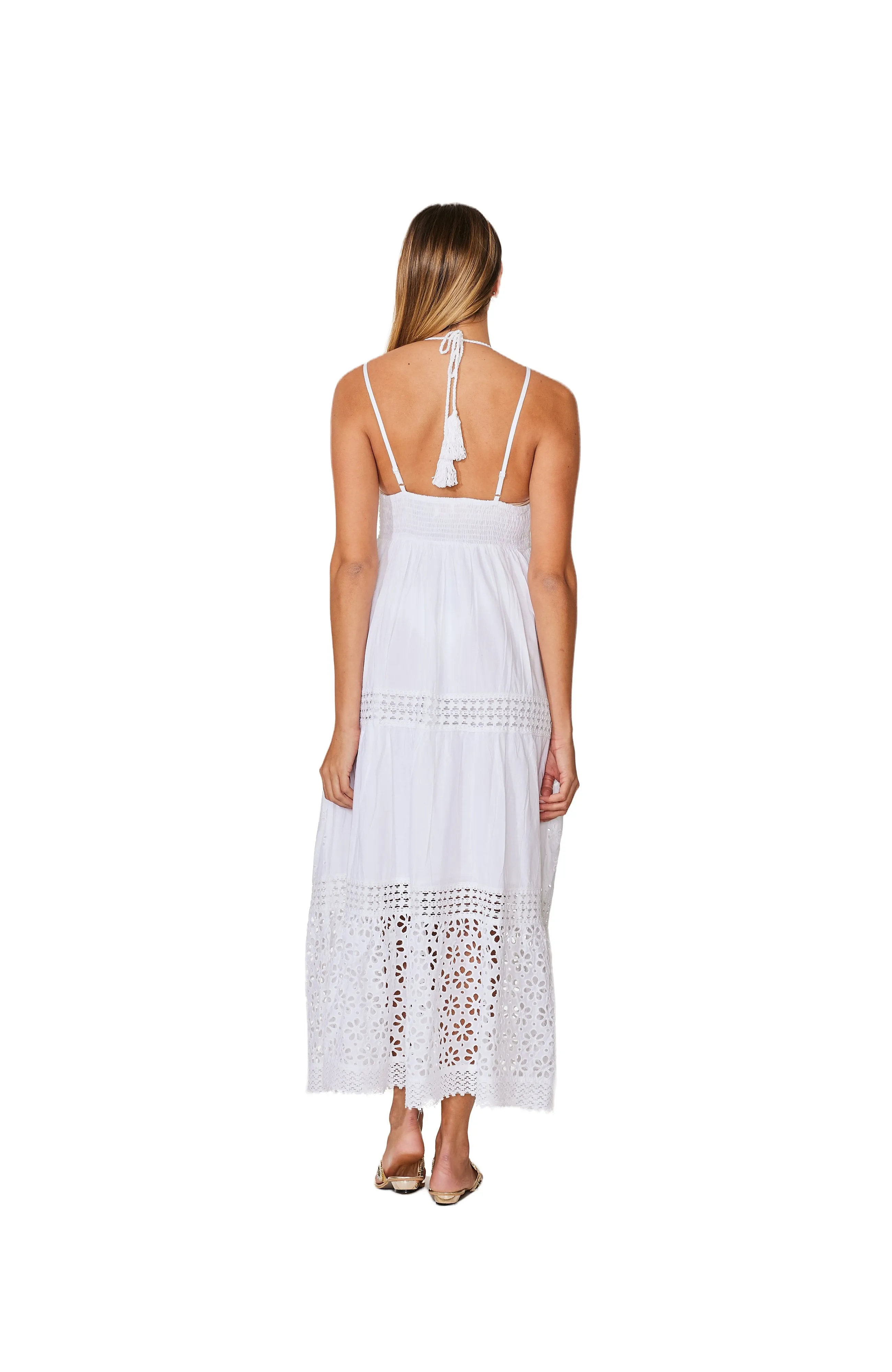 C-2100 Eyelet Cotton White Dress.