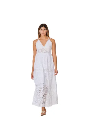 C-2100 Eyelet Cotton White Dress.