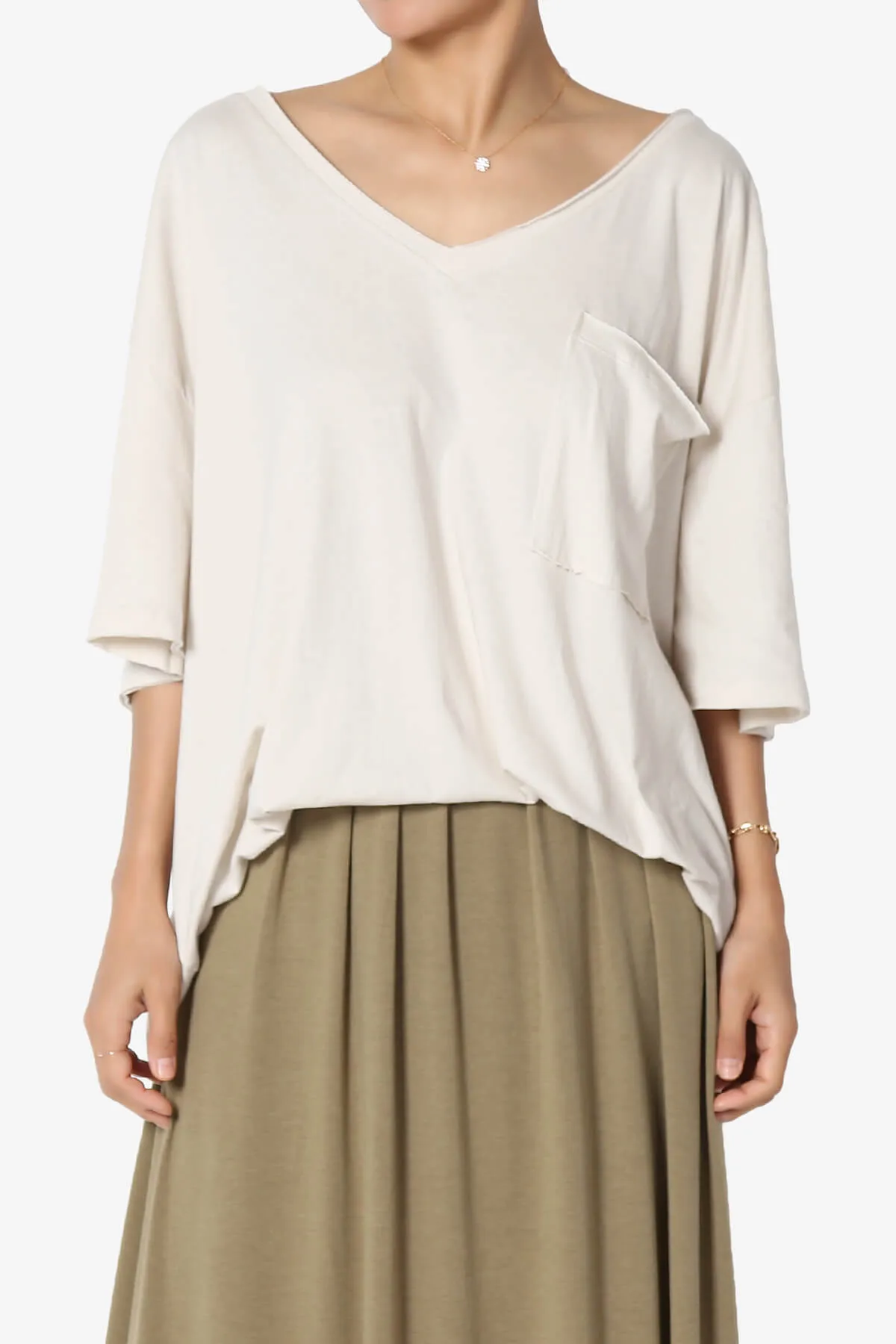 Charlie V Neck Pocket Boyfriend Tee PLUS