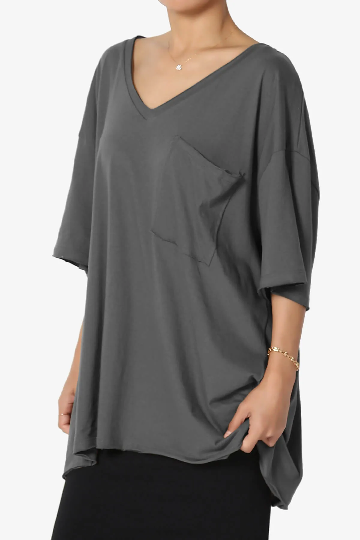Charlie V Neck Pocket Boyfriend Tee PLUS