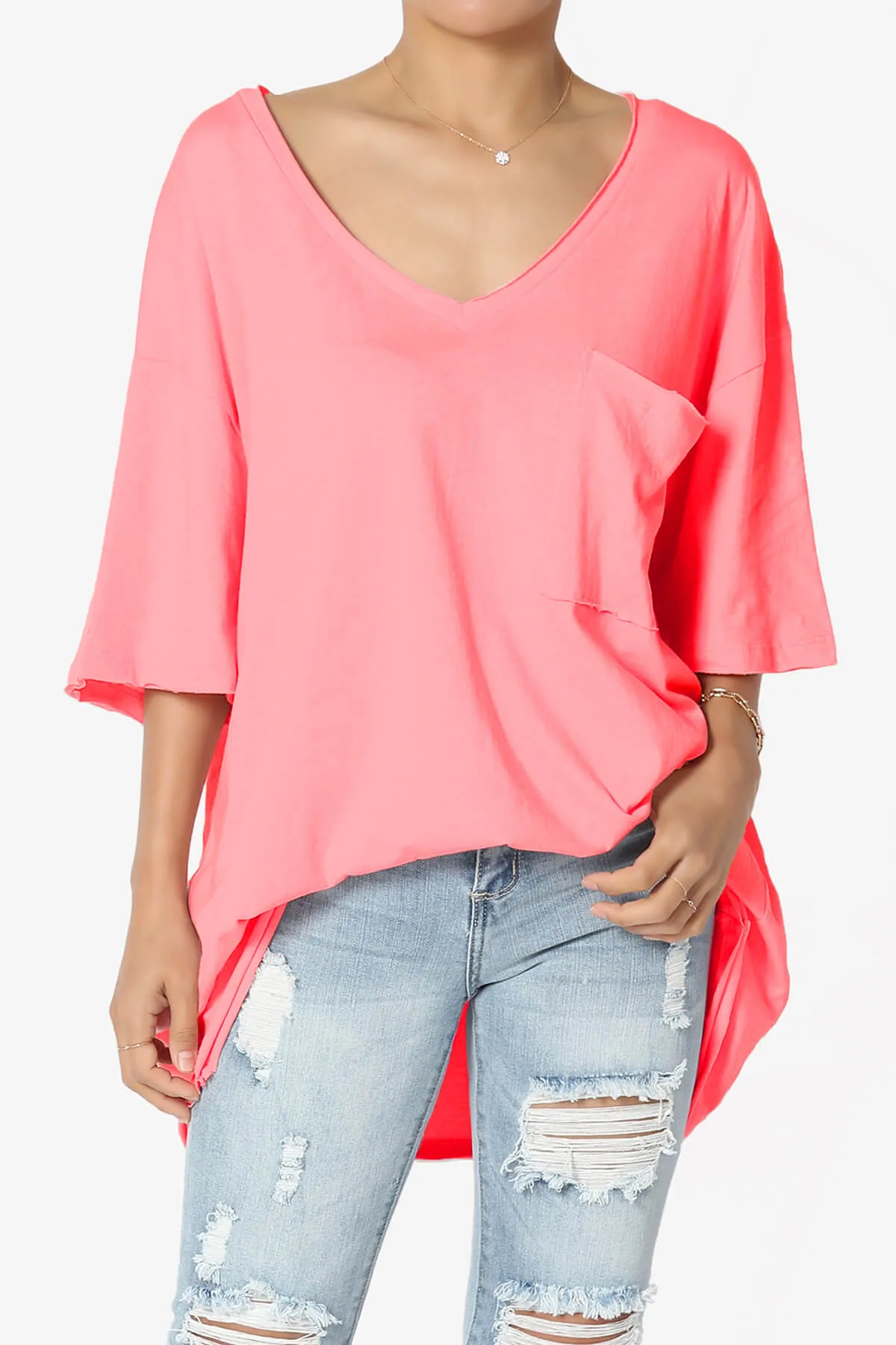 Charlie V Neck Pocket Boyfriend Tee PLUS