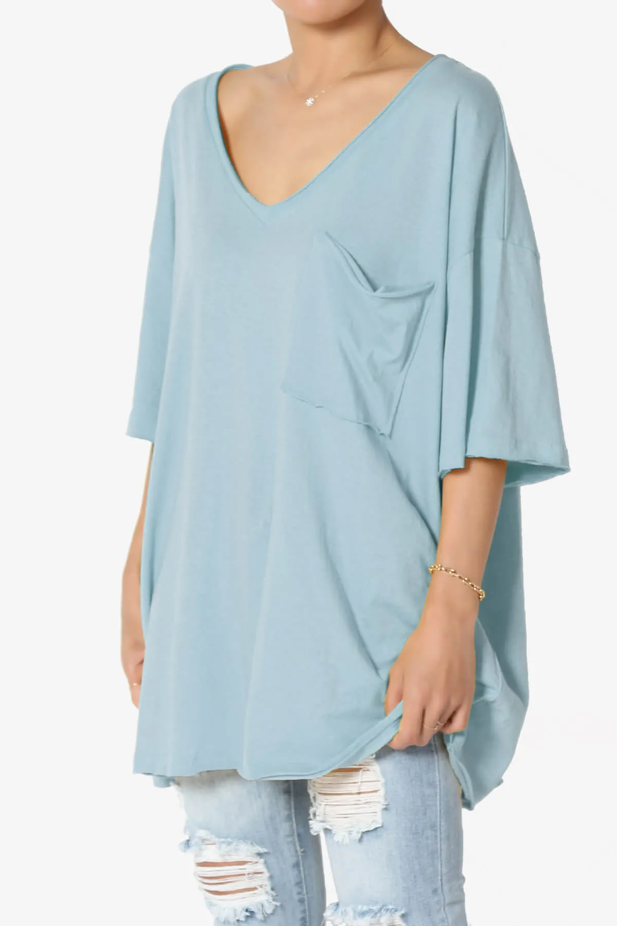 Charlie V Neck Pocket Boyfriend Tee PLUS