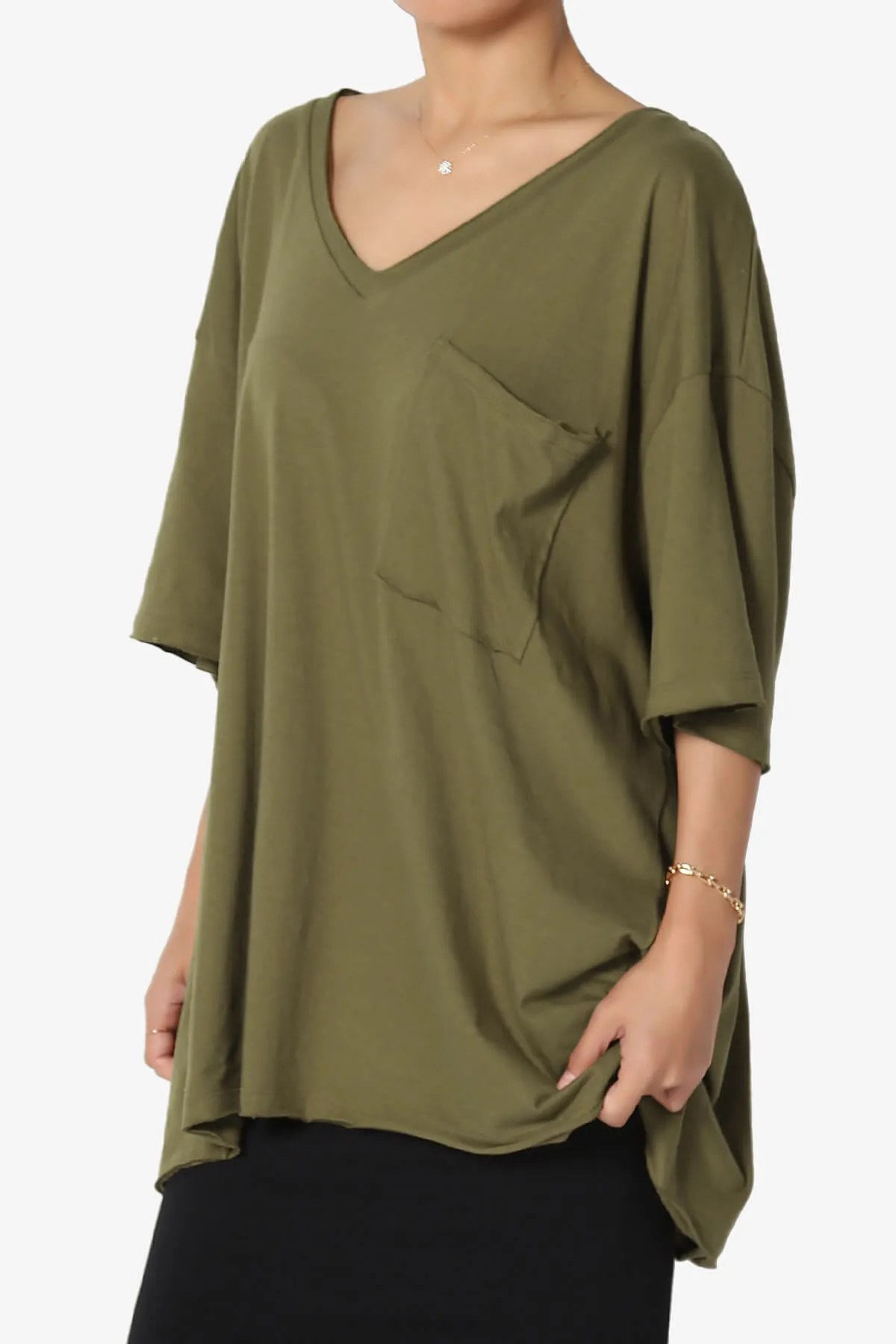 Charlie V Neck Pocket Boyfriend Tee PLUS