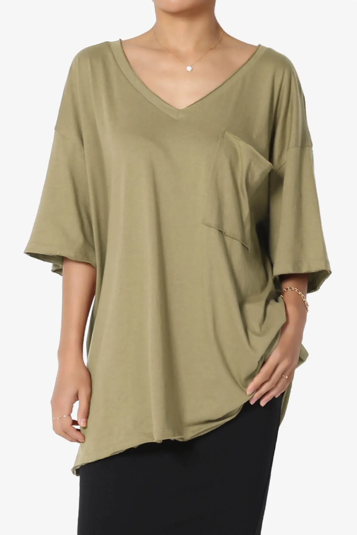 Charlie V Neck Pocket Boyfriend Tee PLUS