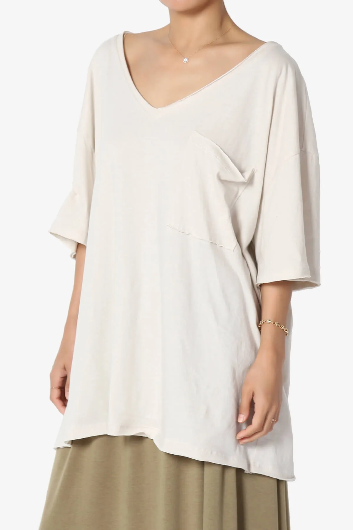 Charlie V Neck Pocket Boyfriend Tee PLUS