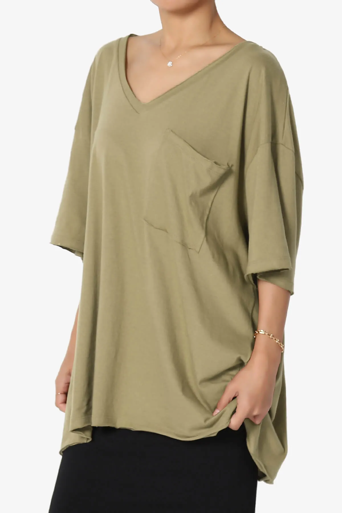Charlie V Neck Pocket Boyfriend Tee PLUS