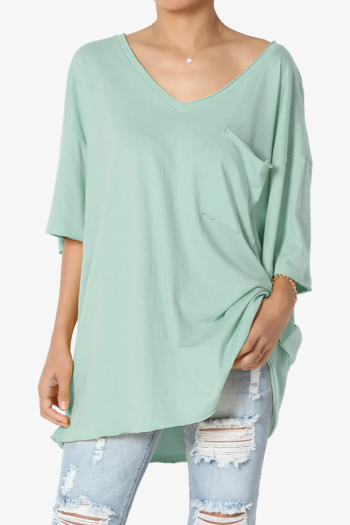 Charlie V Neck Pocket Boyfriend Tee PLUS