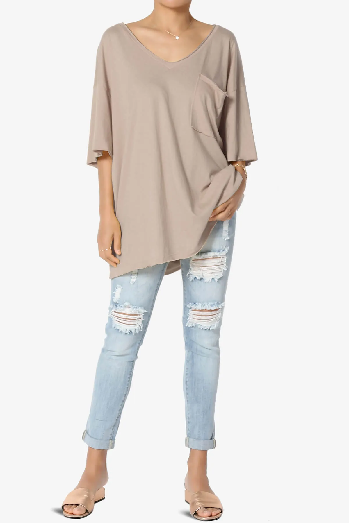 Charlie V Neck Pocket Boyfriend Tee PLUS
