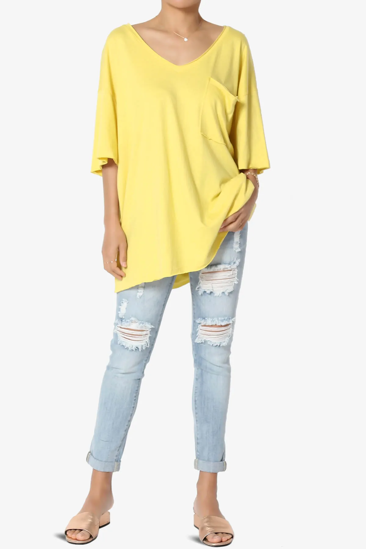 Charlie V Neck Pocket Boyfriend Tee PLUS