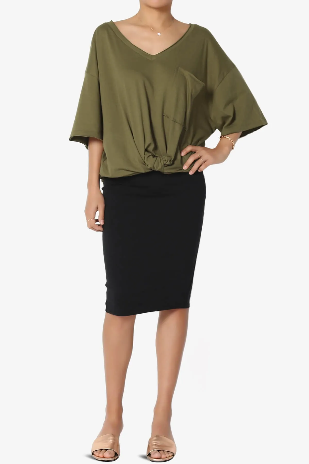 Charlie V Neck Pocket Boyfriend Tee PLUS