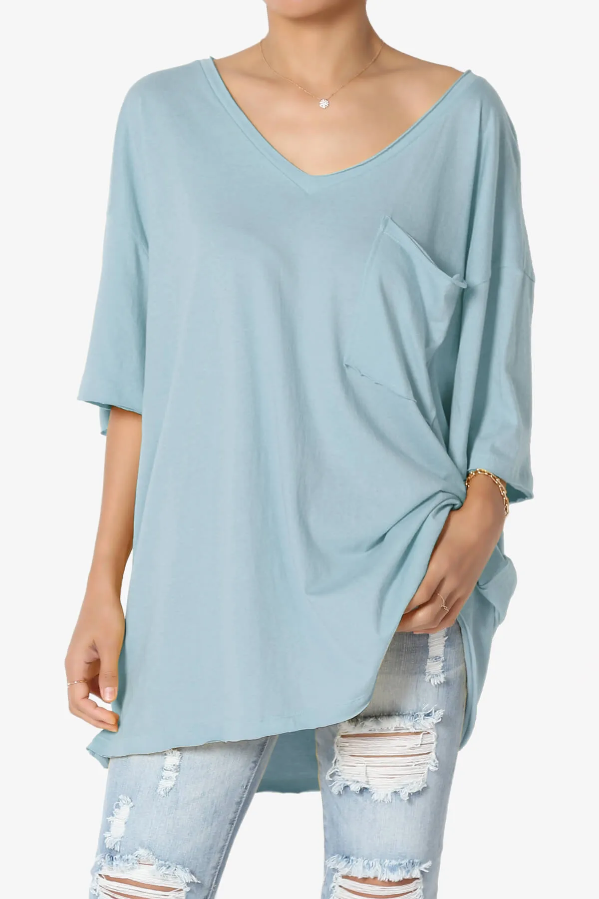 Charlie V Neck Pocket Boyfriend Tee PLUS