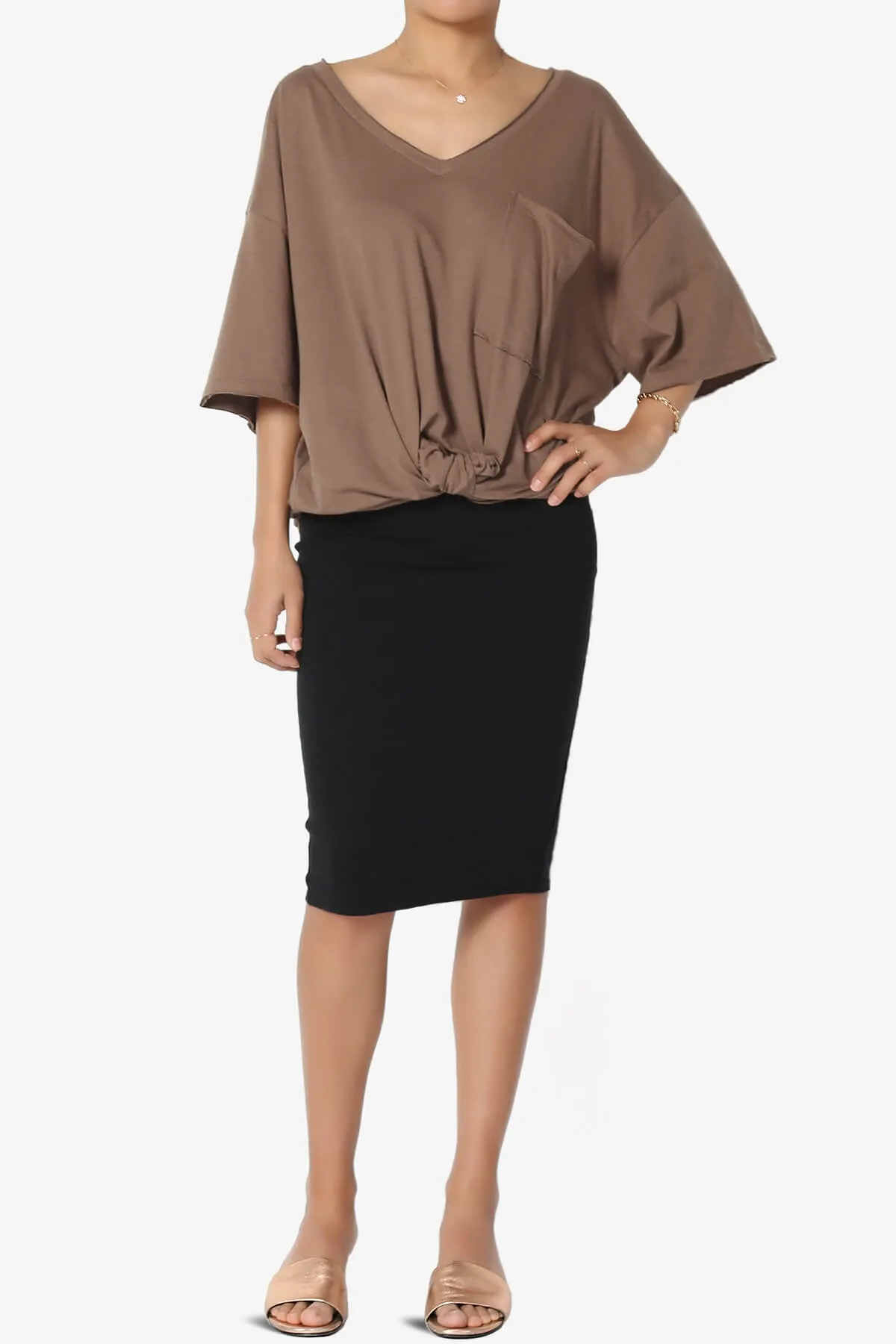 Charlie V Neck Pocket Boyfriend Tee PLUS