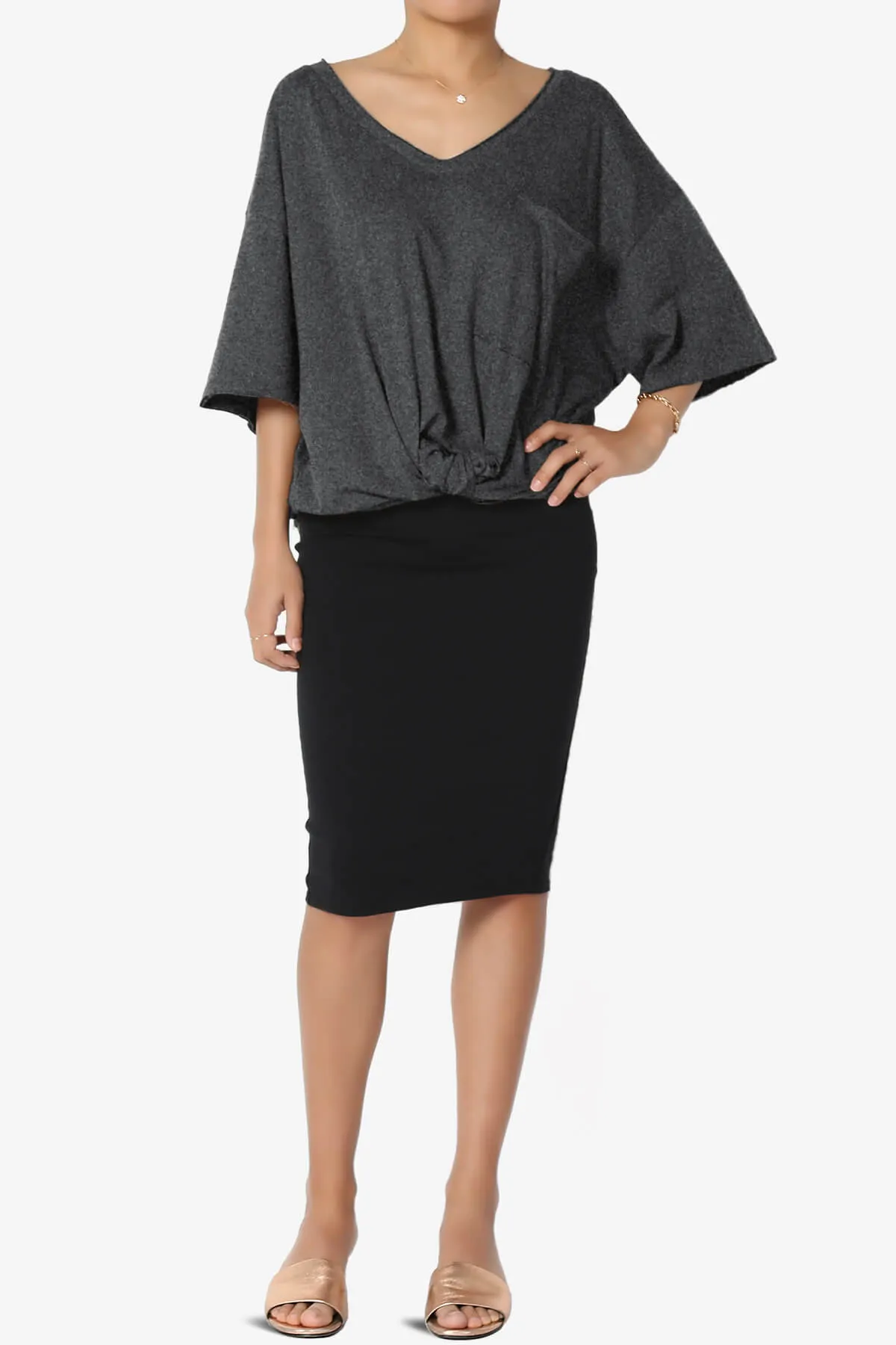 Charlie V Neck Pocket Boyfriend Tee PLUS