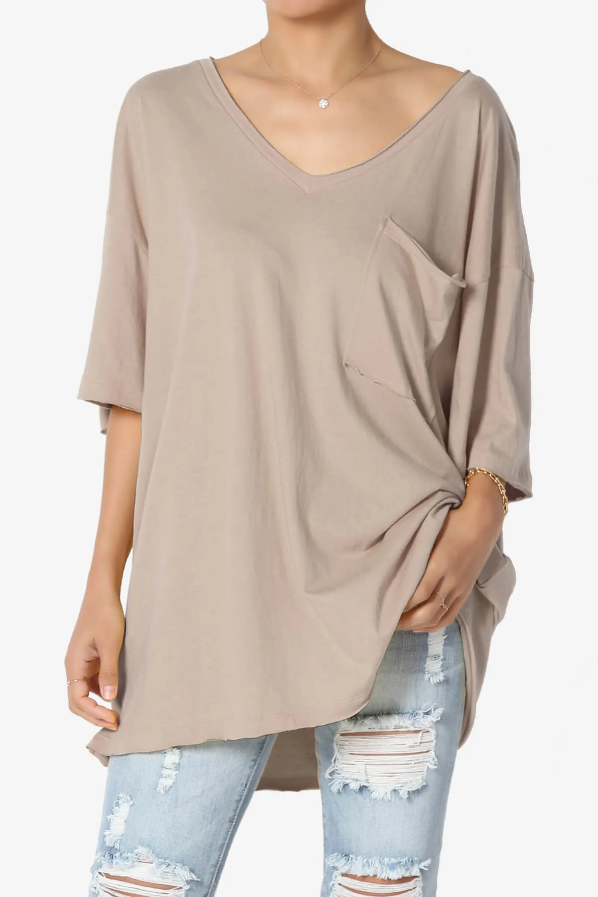 Charlie V Neck Pocket Boyfriend Tee PLUS