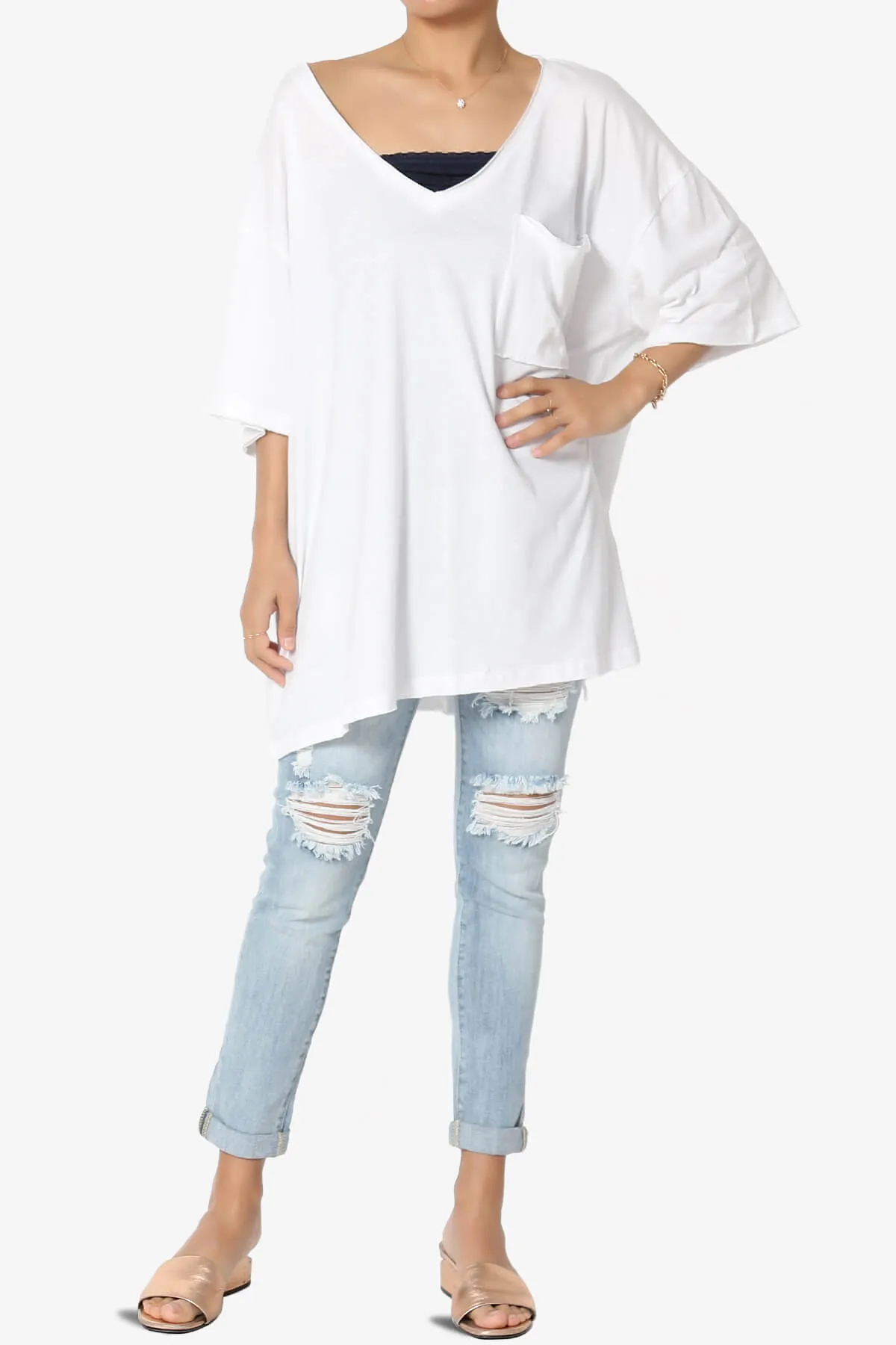 Charlie V Neck Pocket Boyfriend Tee PLUS