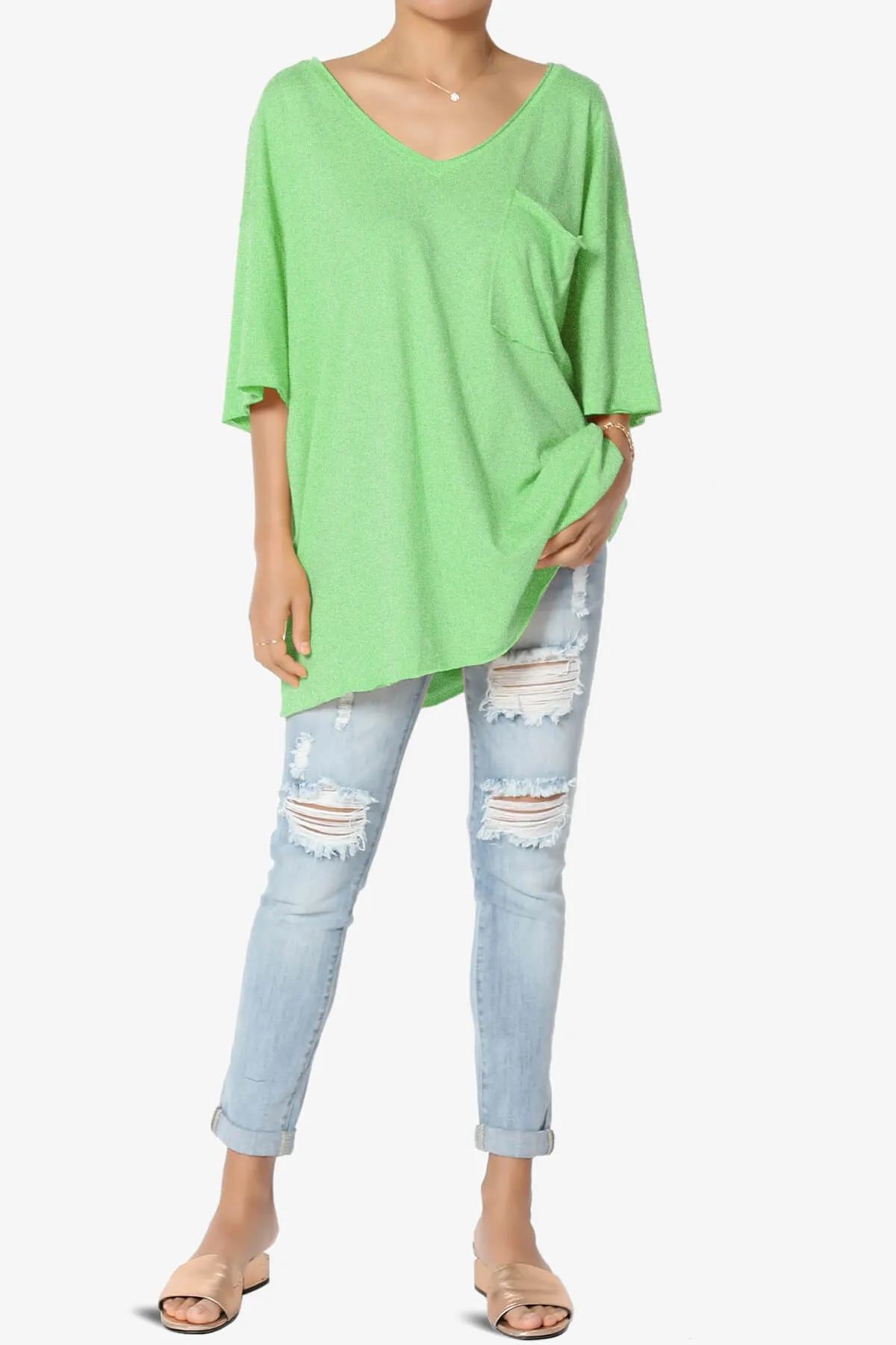Charlie V Neck Pocket Boyfriend Tee PLUS