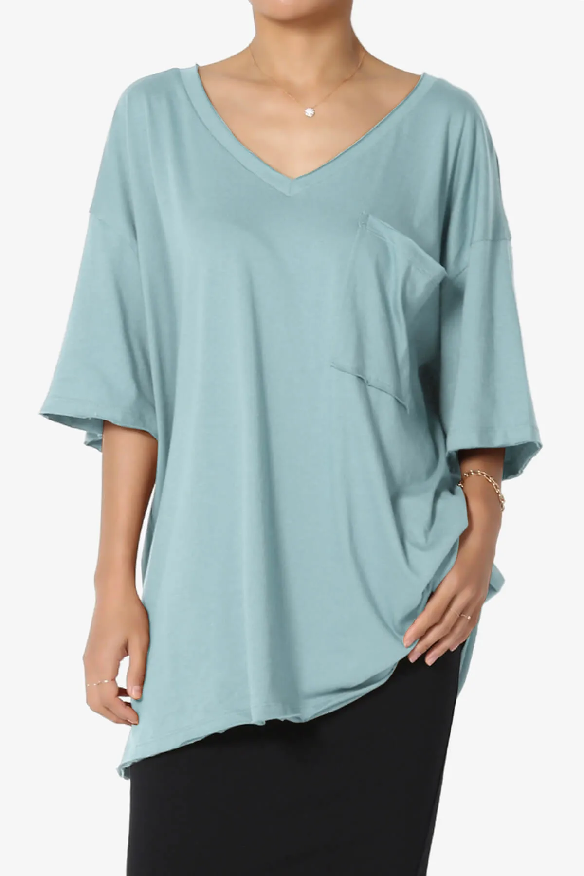 Charlie V Neck Pocket Boyfriend Tee PLUS