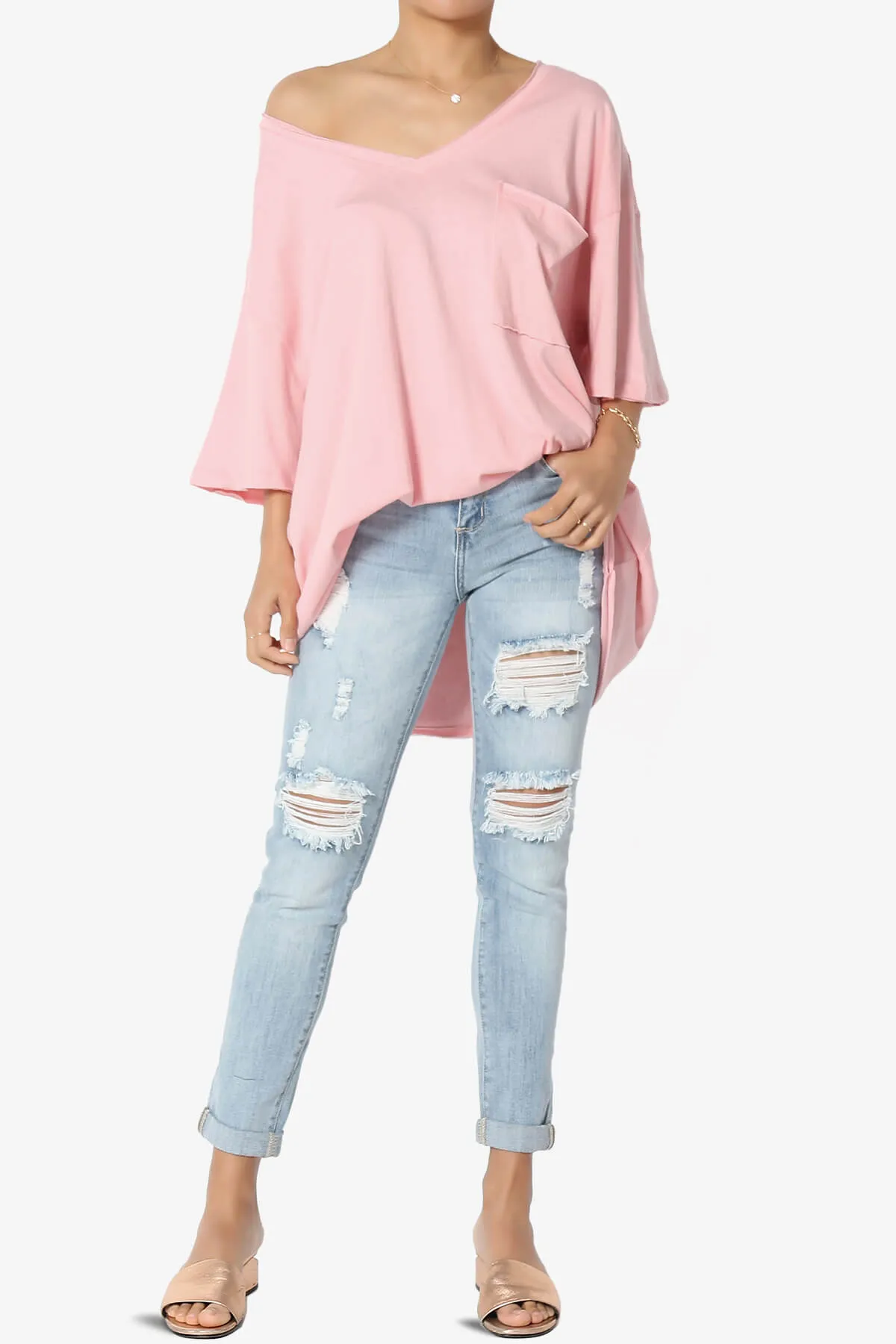 Charlie V Neck Pocket Boyfriend Tee PLUS