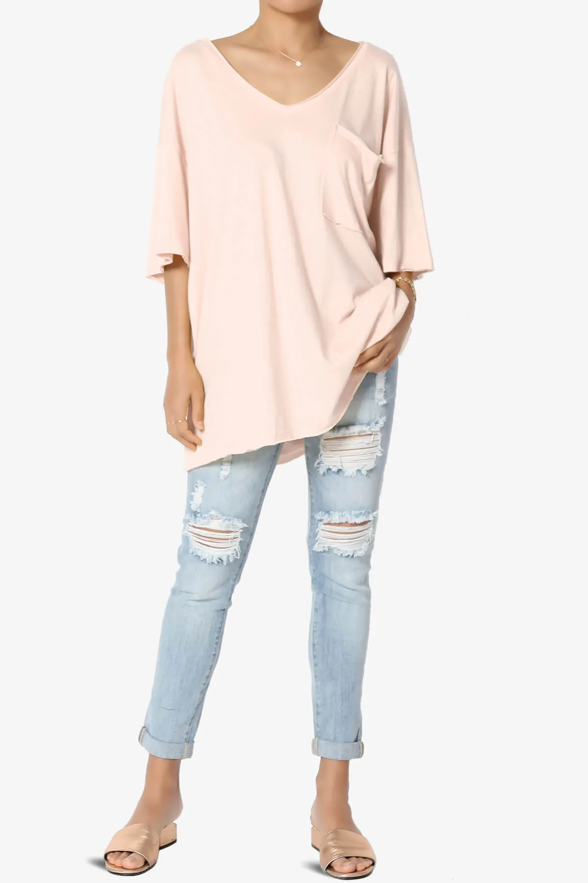 Charlie V Neck Pocket Boyfriend Tee PLUS