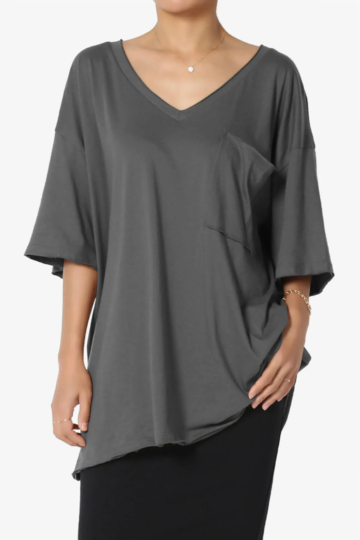 Charlie V Neck Pocket Boyfriend Tee PLUS