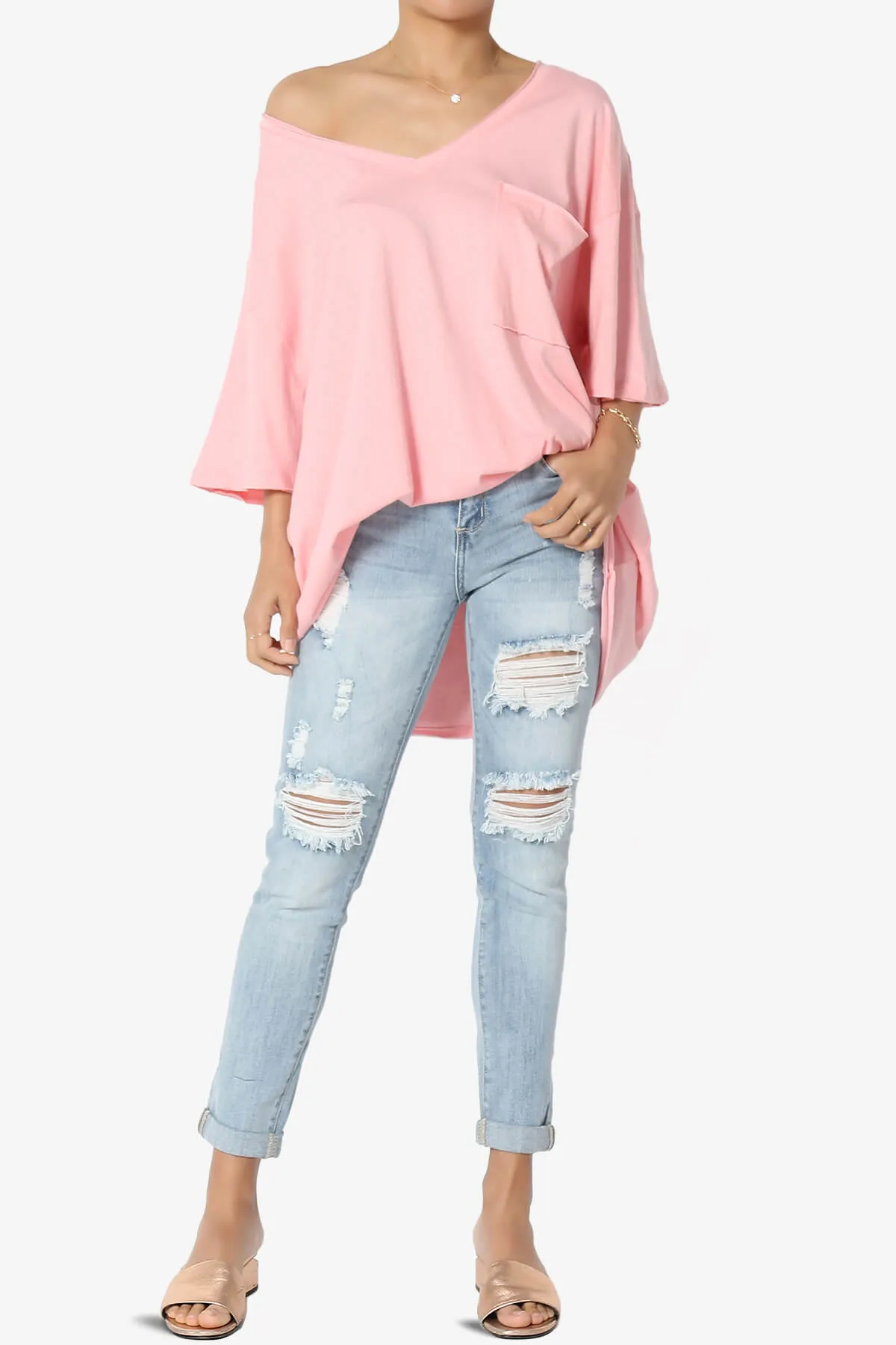 Charlie V Neck Pocket Boyfriend Tee PLUS