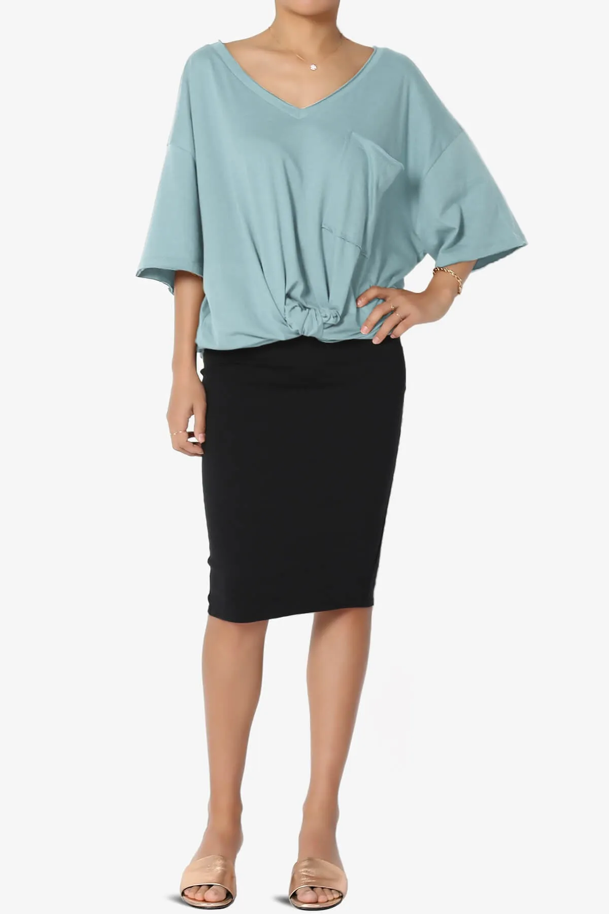 Charlie V Neck Pocket Boyfriend Tee PLUS