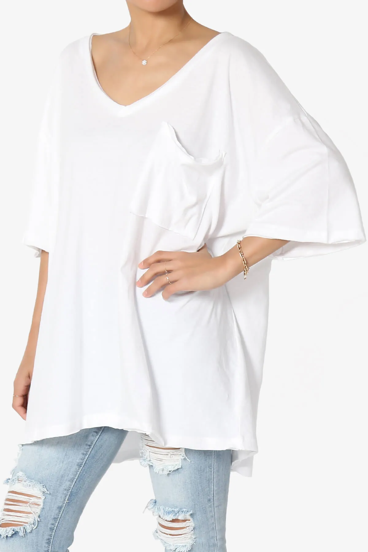Charlie V Neck Pocket Boyfriend Tee PLUS