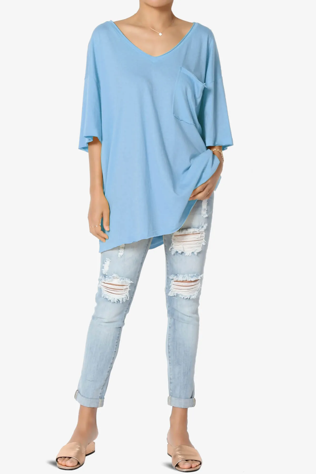 Charlie V Neck Pocket Boyfriend Tee PLUS