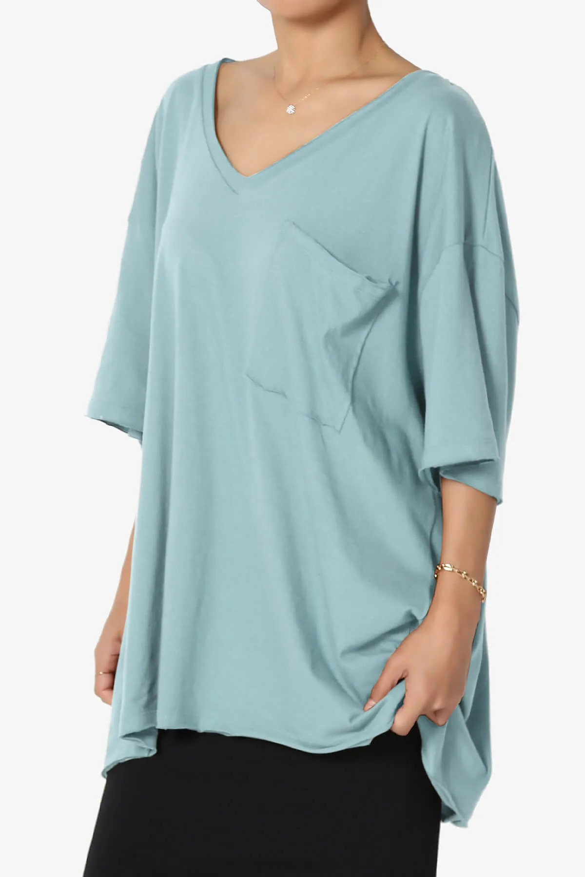 Charlie V Neck Pocket Boyfriend Tee PLUS