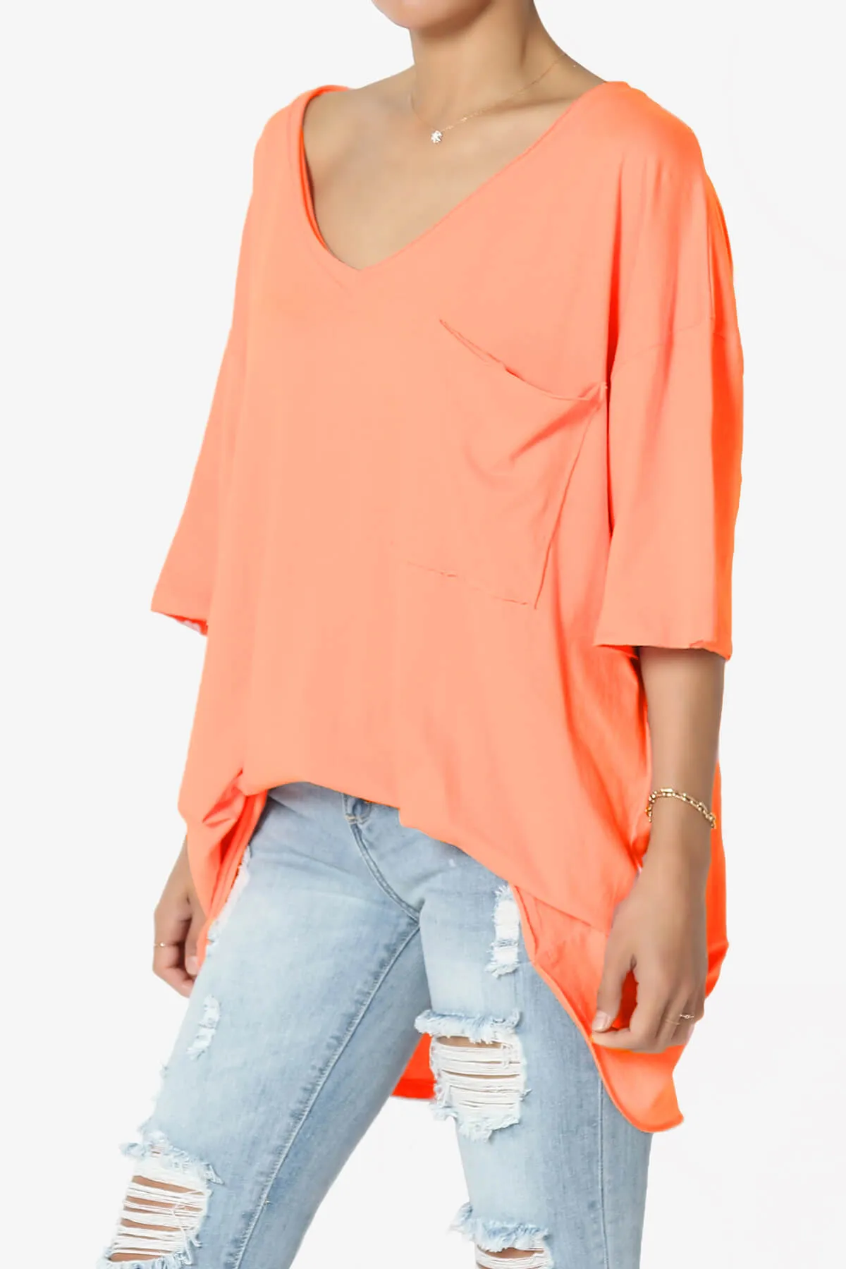 Charlie V Neck Pocket Boyfriend Tee PLUS