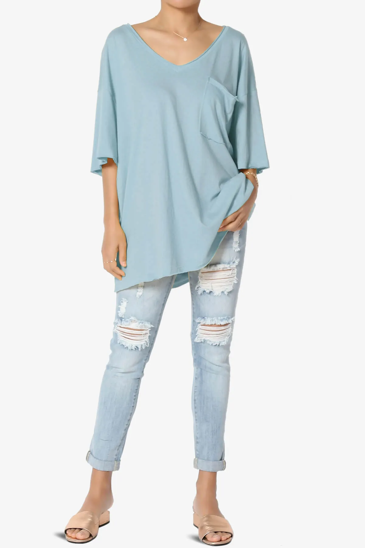 Charlie V Neck Pocket Boyfriend Tee PLUS