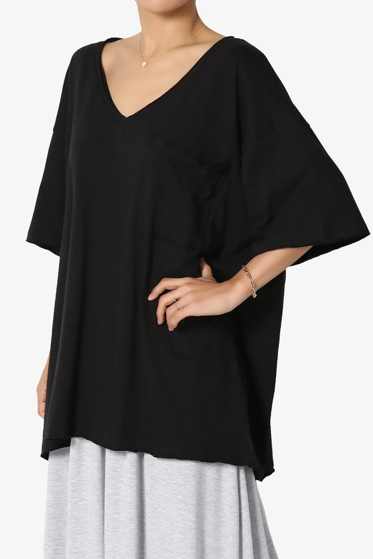 Charlie V Neck Pocket Boyfriend Tee PLUS