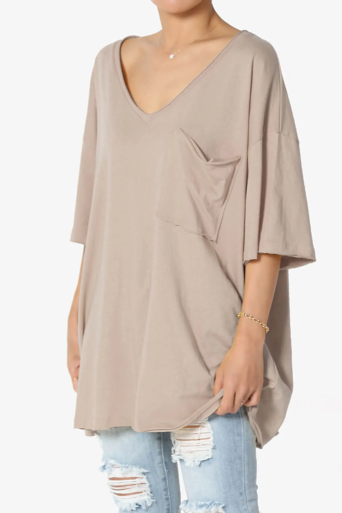 Charlie V Neck Pocket Boyfriend Tee PLUS