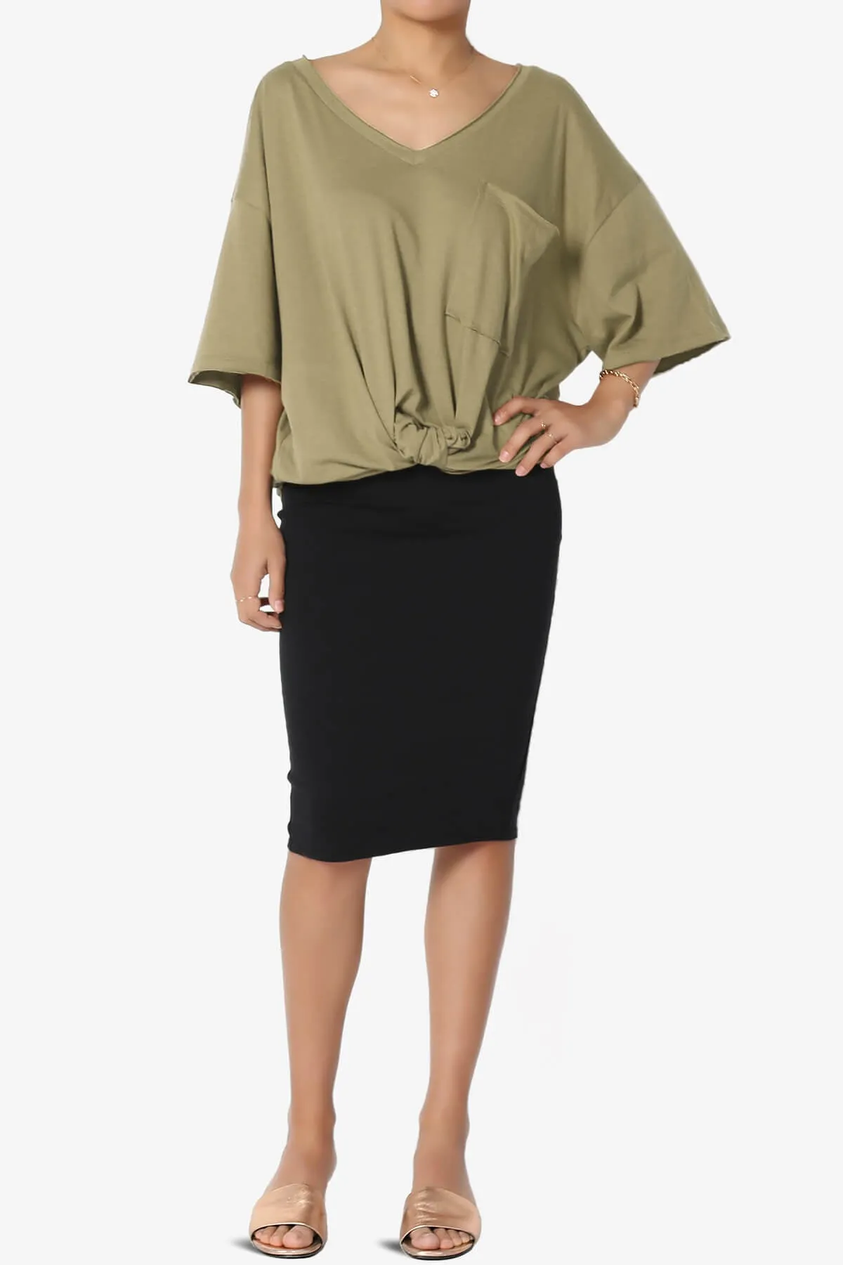 Charlie V Neck Pocket Boyfriend Tee PLUS