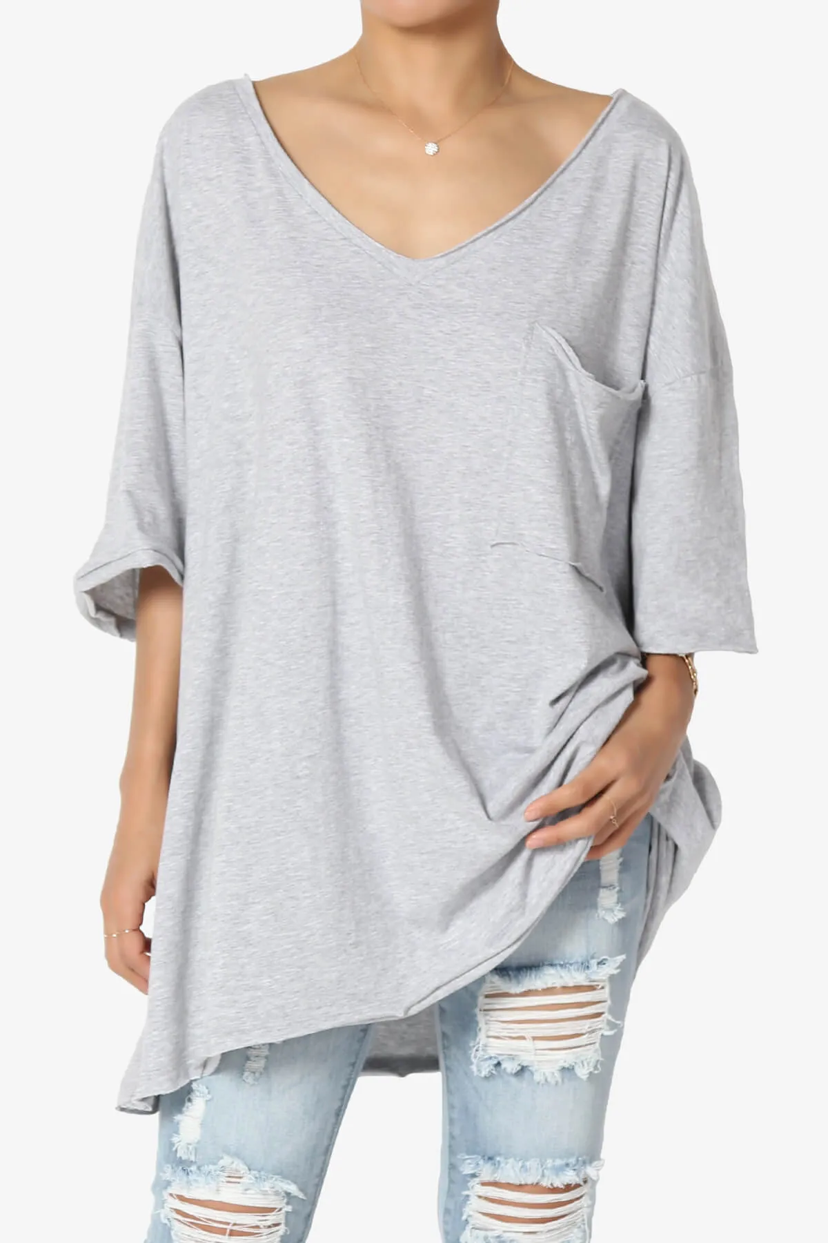 Charlie V Neck Pocket Boyfriend Tee PLUS