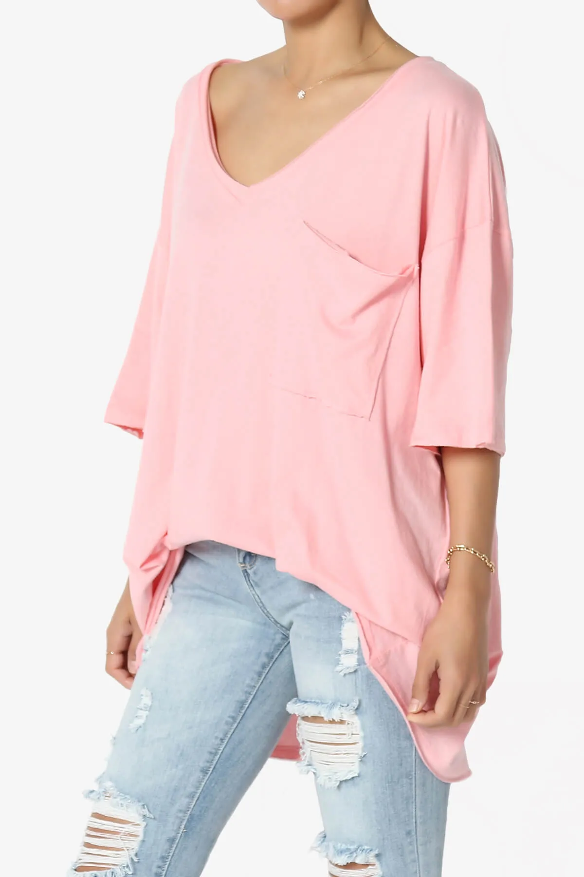 Charlie V Neck Pocket Boyfriend Tee PLUS