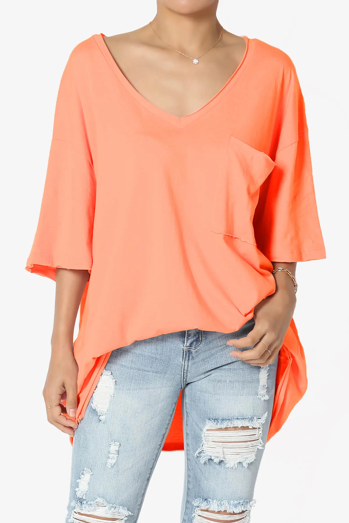 Charlie V Neck Pocket Boyfriend Tee PLUS