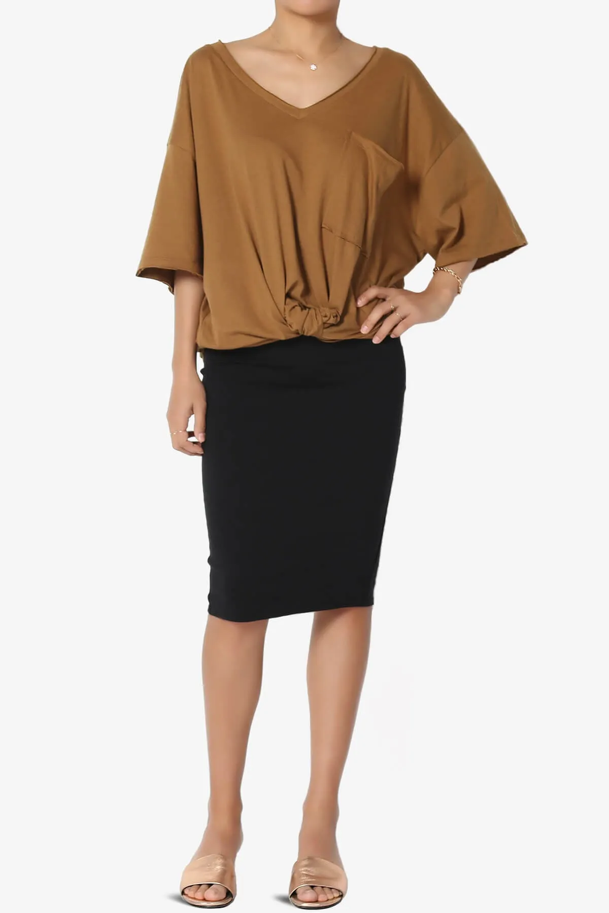 Charlie V Neck Pocket Boyfriend Tee PLUS