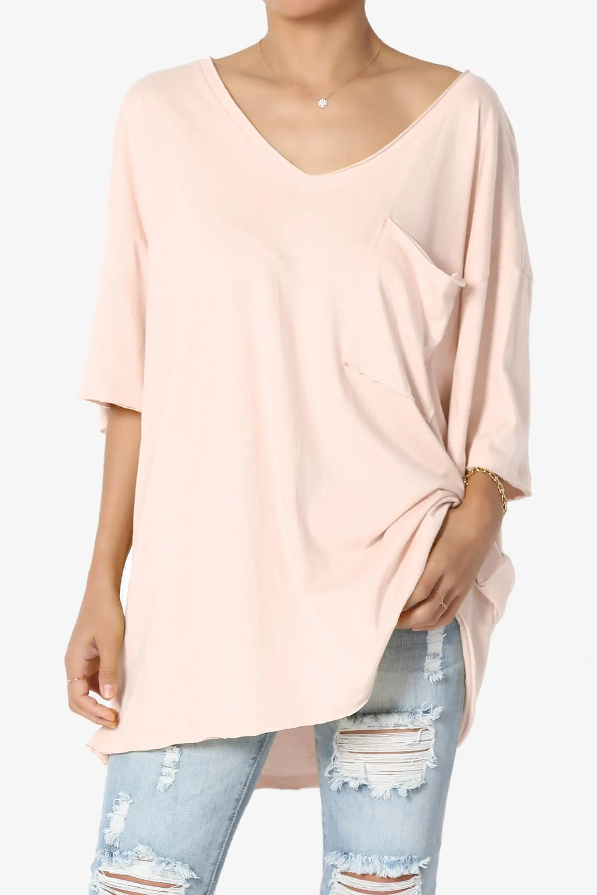 Charlie V Neck Pocket Boyfriend Tee PLUS