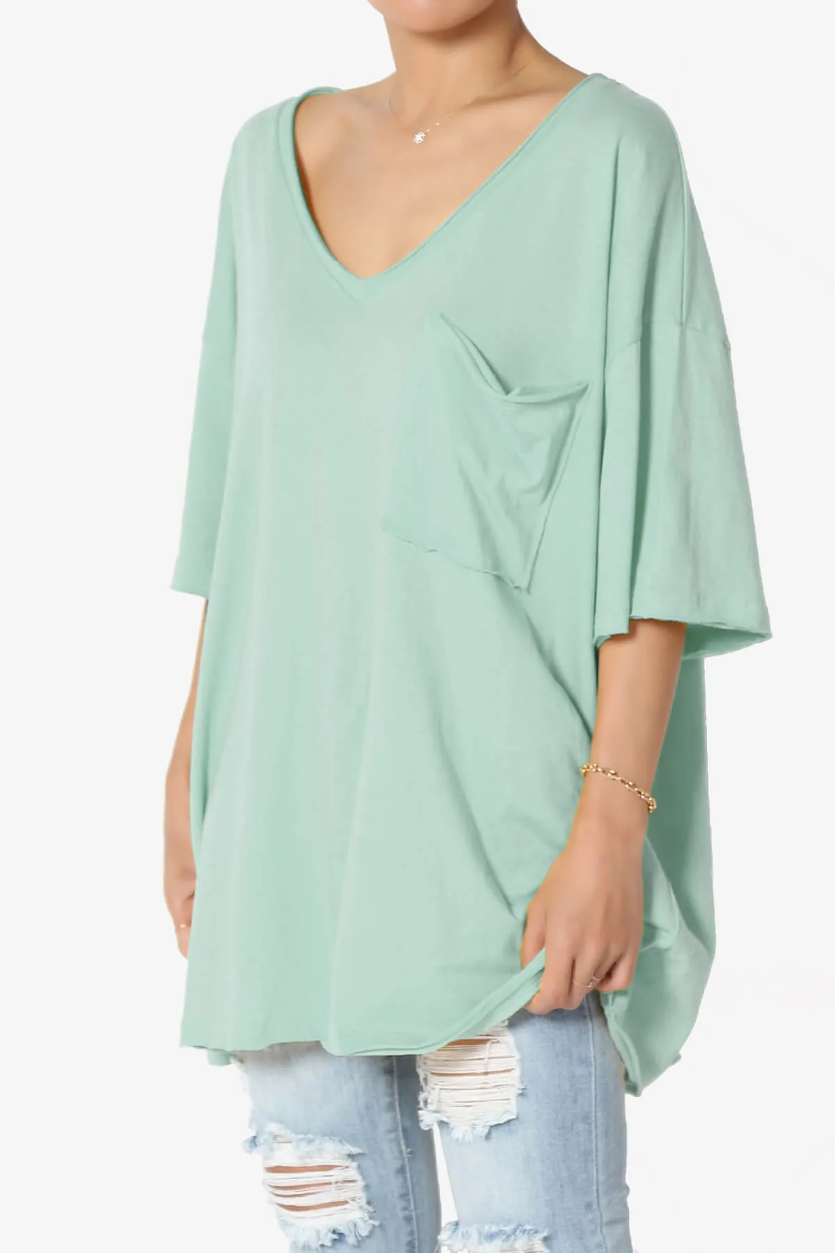 Charlie V Neck Pocket Boyfriend Tee PLUS