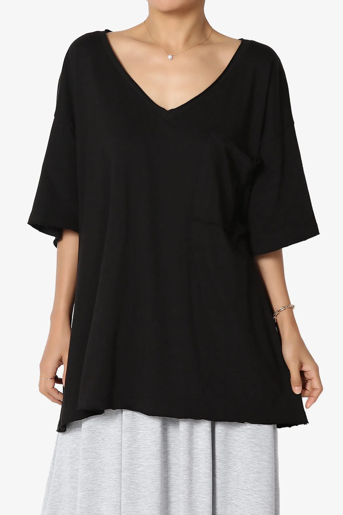 Charlie V Neck Pocket Boyfriend Tee PLUS
